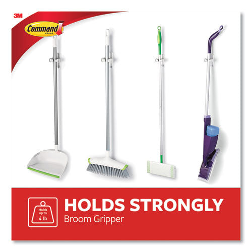 Image of Command Broom Gripper, 3.12w X 1.85d X 3.34h, White/gray, 2 Grippers/4 Strips
