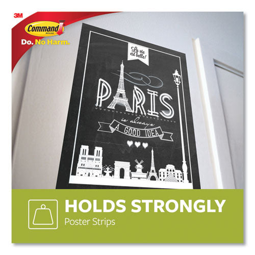 Image of Command Poster Strips, Removable, Holds Up To 1 Lb Per Pair, 0.63 X 1.75, White, 136/pack