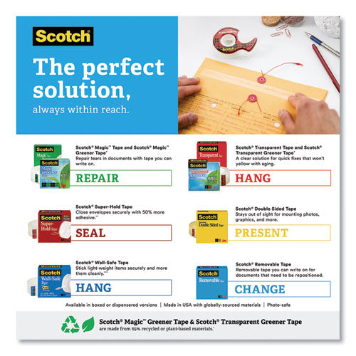Image of Scotch® Super-Hold Tape Refill, 1" Core, 0.75" X 27.77 Yds, Crystal Clear, 10 Rolls/pack