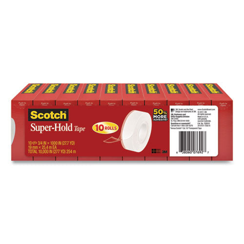 Image of Scotch® Super-Hold Tape Refill, 1" Core, 0.75" X 27.77 Yds, Crystal Clear, 10 Rolls/pack