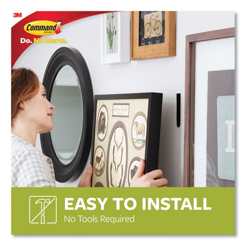 Image of Command Bath Picture Hanging Strips, Large, Removable, Holds Up To 4 Lbs Per Pair, 0.75 X 3.65, Black, 12 Pairs/pack