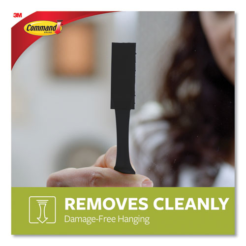 Image of Command Bath Picture Hanging Strips, Large, Removable, Holds Up To 4 Lbs Per Pair, 0.75 X 3.65, Black, 12 Pairs/pack