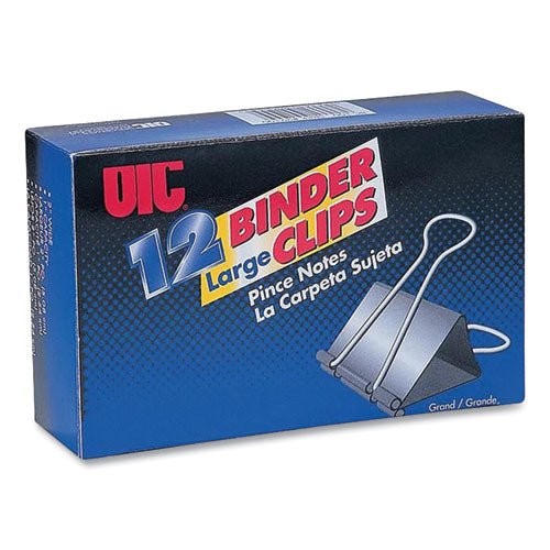 Image of Officemate Binder Clips, Large, Black/Nickel, 12/Box