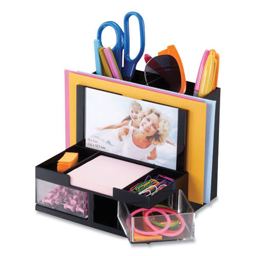 Image of Officemate VersaPlus Desk Organizer,7 Compartments, Plastic, 6.19 x 6.31 x 5.5, Black