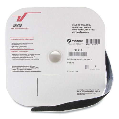 Image of VELCRO® Brand Sticky Back Loop Fastener, Velcro 0.75" X 900", Black