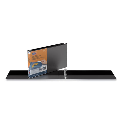 Image of Stride Quickfit Landscape Spreadsheet Round Ring View Binder, 3 Rings, 1" Capacity, 14 X 8.5, Black