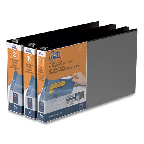 Image of Stride Quickfit Landscape Spreadsheet Round Ring View Binder, 3 Rings, 1" Capacity, 14 X 8.5, Black
