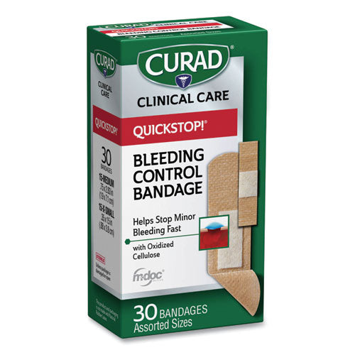 Image of Curad® Quickstop Flex Fabric Bandages, Assorted, 30/box