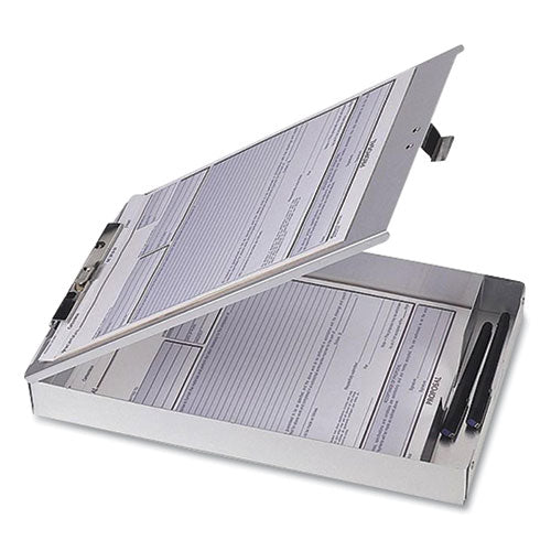 Image of Officemate Aluminum Storage Clipboard, Holds 8.5 x 12 Sheets, Silver