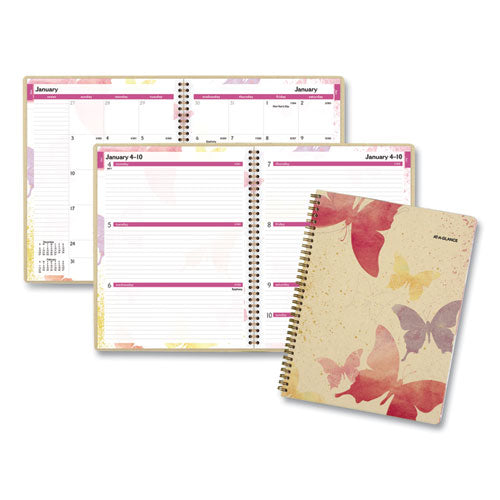 Image of AT-A-GLANCE® Watercolors Weekly/Monthly Planner, Butterflies Artwork, 11 x 8.5, Multicolor Cover, 12-Month (Jan to Dec): 2025
