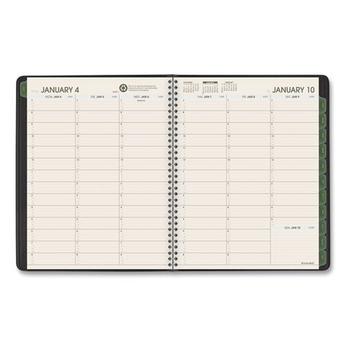 Image of AT-A-GLANCE® Recycled Weekly Vertical-Column Format Appointment Book, 8.75 x 7, Black Cover, 12-Month (Jan to Dec): 2025