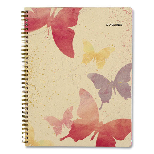 Image of AT-A-GLANCE® Watercolors Weekly/Monthly Planner, Butterflies Artwork, 11 x 8.5, Multicolor Cover, 12-Month (Jan to Dec): 2025