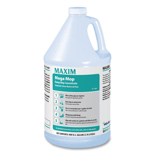 Image of Maxim® Mega Mop Damp Mop Concentrate, Lemon Scent, 1 Gal Bottle, 4/carton