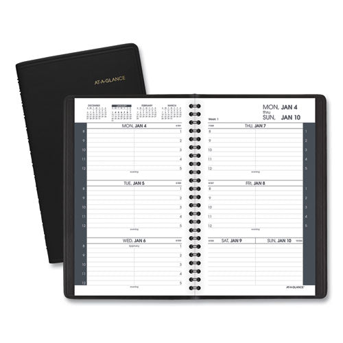 Image of AT-A-GLANCE® Weekly Block Format Appointment Book Ruled for Hourly Appointments, 8 x 5, Black Cover, 12-Month (Jan to Dec): 2025