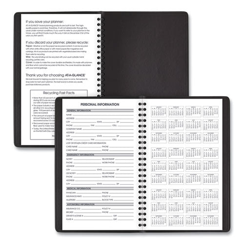 Image of AT-A-GLANCE® Weekly Block Format Appointment Book Ruled for Hourly Appointments, 8 x 5, Black Cover, 12-Month (Jan to Dec): 2025