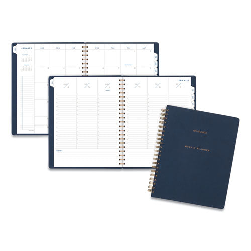Image of AT-A-GLANCE® Signature Collection Firenze Navy Weekly/Monthly Planner, 11 x 8.5, Navy Cover, 13-Month: Jan 2025 to Jan 2026