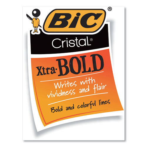 Image of BIC® Cristal Xtra Bold Ballpoint Pen, Stick, Bold 1.6 mm, Black Ink, Clear Barrel, 24/Pack