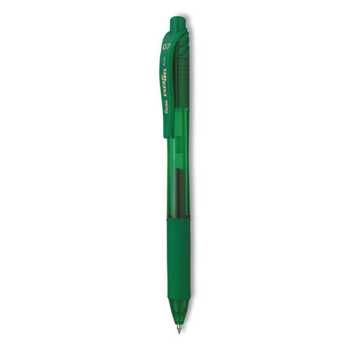 Image of Pentel® EnerGel-X Gel Pen, Retractable, Medium 0.7 mm, Green Ink, Translucent Green/Green Barrel, Dozen