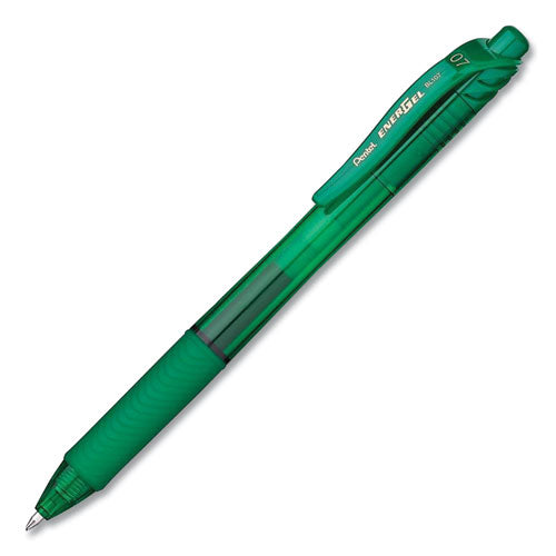 Image of Pentel® EnerGel-X Gel Pen, Retractable, Medium 0.7 mm, Green Ink, Translucent Green/Green Barrel, Dozen