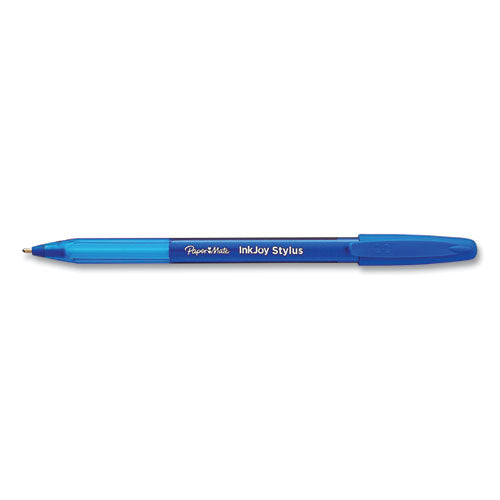 Image of Paper Mate® InkJoy 100 Ballpoint Pen/Stylus, Stick, Medium 1 mm, Blue Ink, Blue Barrel, 12/Pack