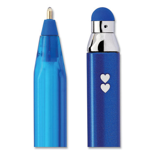 Image of Paper Mate® InkJoy 100 Ballpoint Pen/Stylus, Stick, Medium 1 mm, Blue Ink, Blue Barrel, 12/Pack