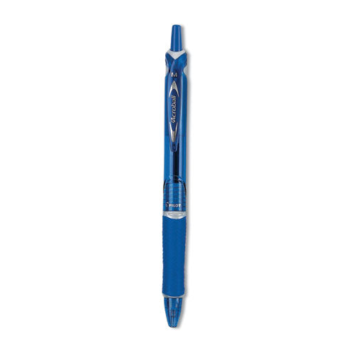 Image of Pilot® Acroball Colors Advanced Ink Hybrid Gel Pen, Retractable, Medium 1 mm, Blue Ink, Translucent Blue/Blue Barrel, Dozen