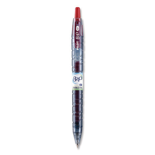 Image of Pilot® B2p Bottle-2-Pen Recycled Ballpoint Pen, Retractable, Fine 0.7 Mm, Red Ink, Translucent Blue Barrel, Dozen