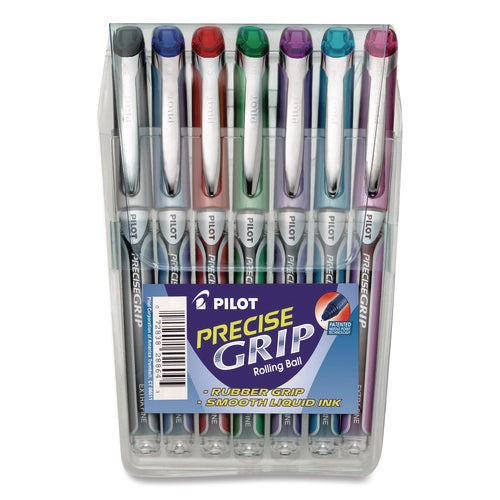 Image of Pilot® Precise Grip Rollerball Pen, Stick, Extra-Fine 0.5 mm, Assorted Ink and Barrel Colors, 7/Pack