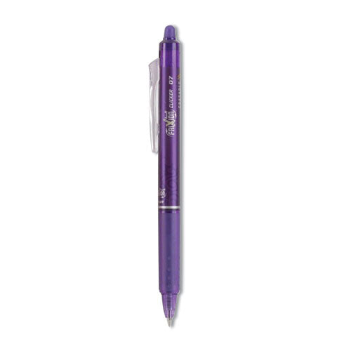 Image of Pilot® Frixion Clicker Erasable Gel Pen, Retractable, Fine 0.7 Mm, Purple Ink, Purple Barrel, Dozen