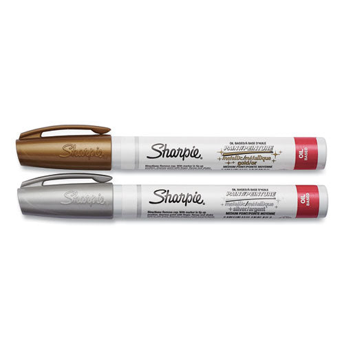 Image of Sharpie® Permanent Paint Marker, Medium Bullet Tip, Assorted Metallic Colors, 2/pack