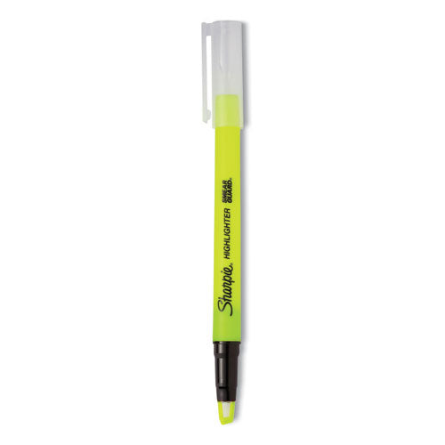 Image of Sharpie® Clearview Pen-Style Highlighter, Fluorescent Yellow Ink, Chisel Tip, Yellow/black/clear Barrel, 3/pack