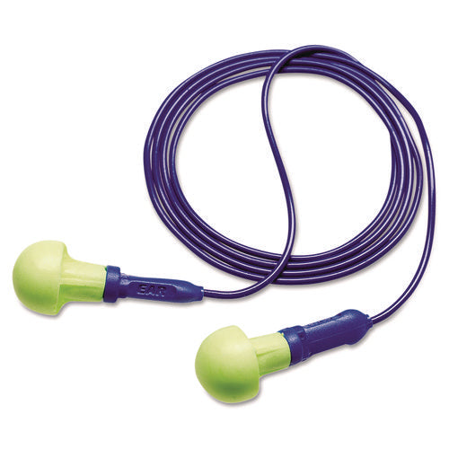 Image of 3M E-A-R Push-Ins Reusable Earplugs, Corded, 28 dB NRR, Blue/Yellow, 100 Pairs