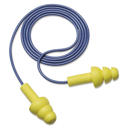 Image of 3M E-A-R UltraFit Earplugs, Corded, Premolded, Yellow, 100 Pairs