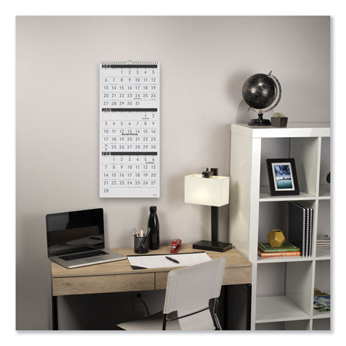 Image of AT-A-GLANCE® Three-Month Reference Wall Calendar, Contemporary Artwork/Formatting, 12 x 27, White Sheets, 15-Month: Dec 2024 to Feb 2026