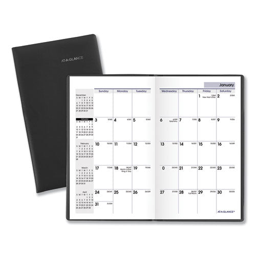 Image of AT-A-GLANCE® DayMinder Pocket-Sized Monthly Planner, Unruled Blocks, 6 x 3.5, Black Cover, 14-Month: Dec 2024 to Jan 2026
