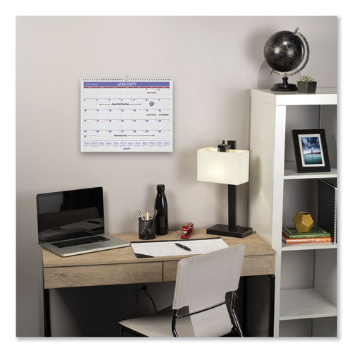 Image of AT-A-GLANCE® Monthly Wall Calendar, 15 x 12, White/Red/Blue Sheets, 12-Month (Jan to Dec): 2025