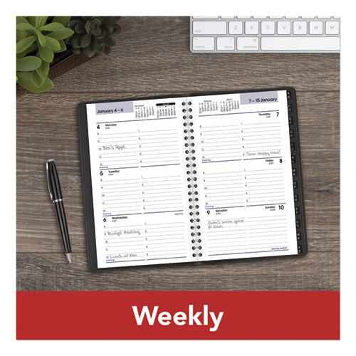 Image of AT-A-GLANCE® DayMinder Block Format Weekly Appointment Book, Tabbed Telephone/Add Section, 8.5 x 5.5, Black, 12-Month (Jan to Dec): 2025