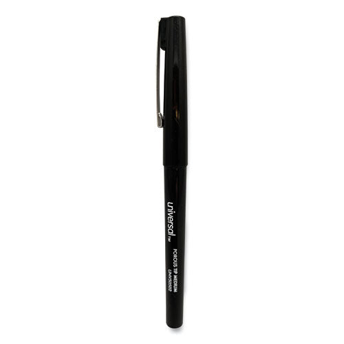Image of Universal Porous Point Pen, Stick, Medium 0.7 Mm, Black Ink, Black Barrel, Dozen