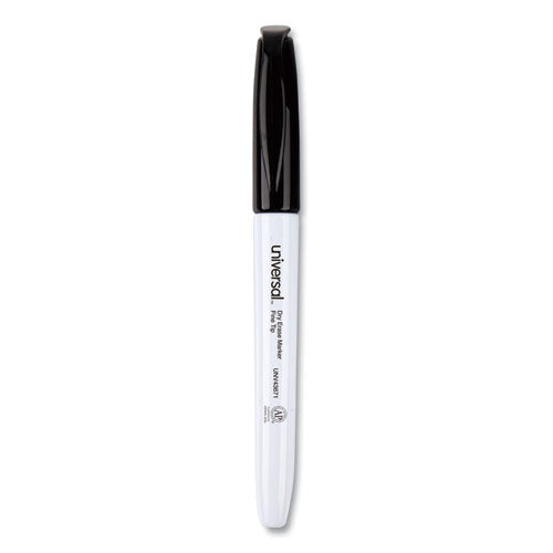 Image of Universal Pen Style Dry Erase Marker, Fine Bullet Tip, Black, Dozen