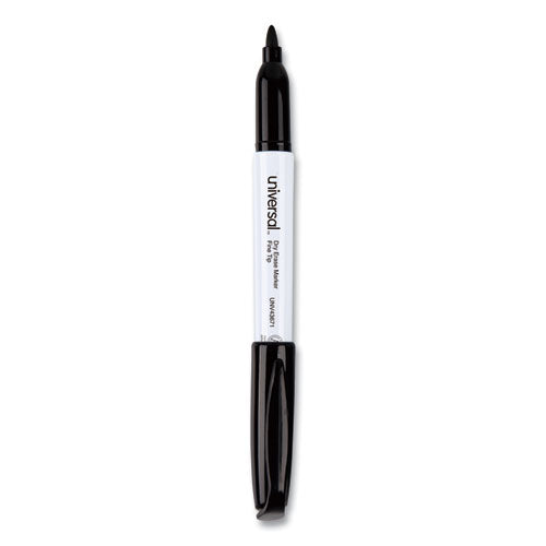 Image of Universal Pen Style Dry Erase Marker, Fine Bullet Tip, Black, Dozen