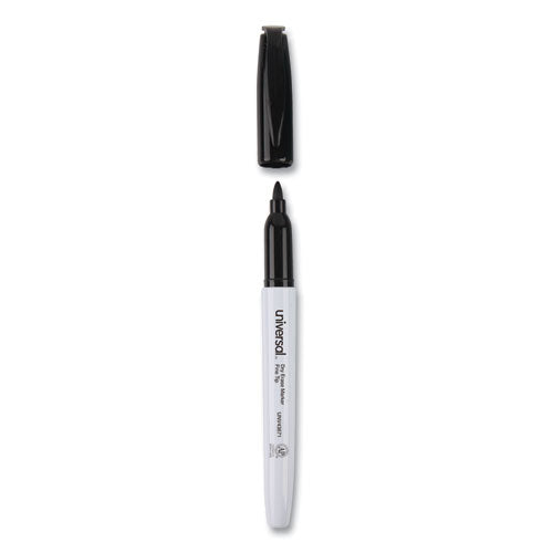 Image of Universal Pen Style Dry Erase Marker, Fine Bullet Tip, Black, Dozen