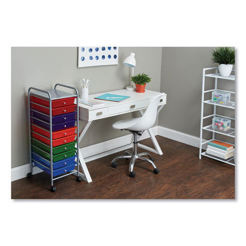 Image of Advantus Portable Drawer Organizer, Metal, 1 Shelf, 10 Drawers, 13" x 15.38" x 37.75", Matte Gray/Assorted