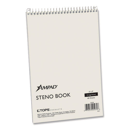 Image of Ampad® Steno Pads, Gregg Rule, White Cover, 60 Green-Tint 6 X 9 Sheets