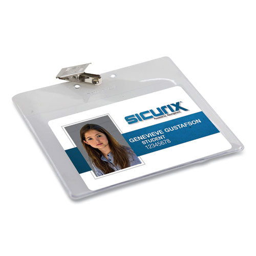 Image of SICURIX® Sicurix Badge Holder, Horizontal, 3 X 4, Clear, 50/pack