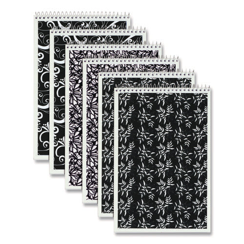 Image of TOPS Fashion Steno Pad, Gregg Rule, Assorted Abstract Floral Headband Designs, 80 White 6 X 9 Sheets, 6/pack