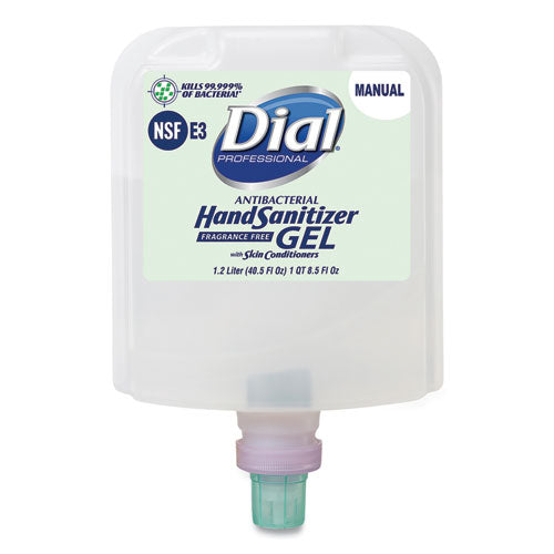 Image of Dial® Professional Antibacterial Gel Hand Sanitizer Refill For Dial 1700 Dispenser, 1.2 L Refill, Fragrance-Free, 3/carton