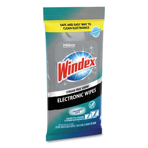 Image of Windex® Electronics Cleaner, 1-Ply, 7 x 10, Neutral Scent, White, 25 Wipes