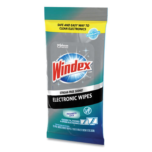 Image of Windex® Electronics Cleaner, 1-Ply, 7 x 10, Neutral Scent, White, 25 Wipes