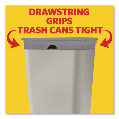 Image of Glad® Tall Kitchen Drawstring Trash Bags with LeakGuard, 13 gal, Unscented, 23.47" x 25.38", White, 120/Box