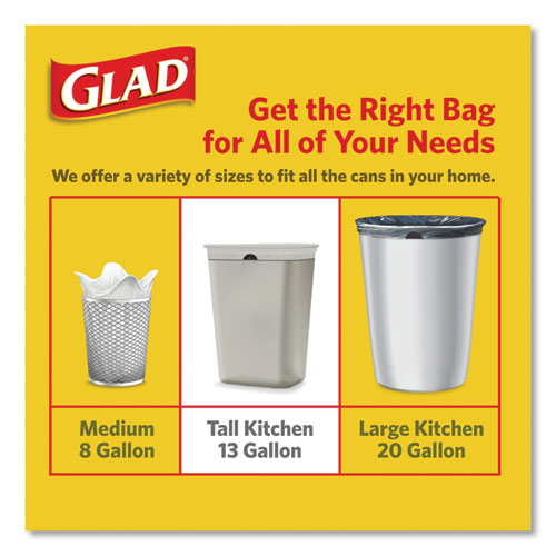 Image of Glad® Tall Kitchen Drawstring Trash Bags with LeakGuard, 13 gal, Unscented, 23.47" x 25.38", White, 120/Box